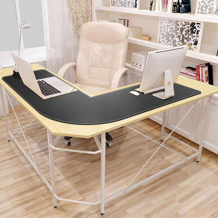 Mydours 46"x46"x16" L Shape Desk Mat, XXL Large PU Leather Corner Mat,Black