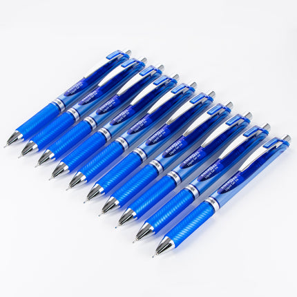 Bolígrafos Pentel Energel con Punta de Aguja de 0,5 mm - Bolígrafo de Gel Líquido Retráctil Rtx - Tinta Azul - Paquete de 10