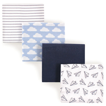 Hudson Baby Receiving Blankets, 4 Pack, Paper Airp