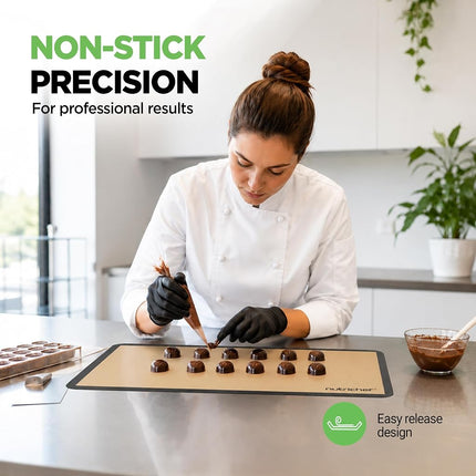 NutriChef Silicone Mat Set – 2 Non-Stick Reusable Oven Liners 62 cm x 42 cm, Food-Grade Oven Safe 250°C, Sheets for Pastry, Dough, Cookies & Kitchen Accessories, Pink