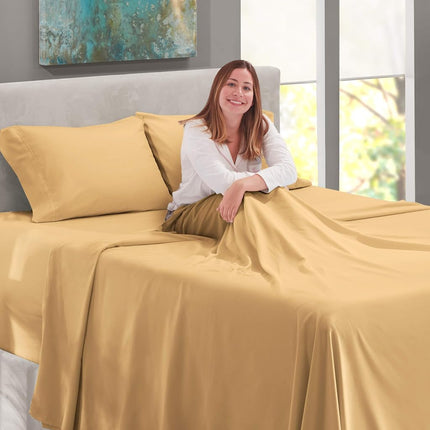 Nestl Twin Bed Sheet Set - Camel Gold - 3-Piece Extra Deep Pocket