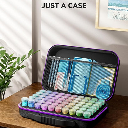 ARTDOT 60 Slots Storage Container for Diamond Painting Kits for Adults,Portable Diamond Art Storage Organizer with Accessories and Tools