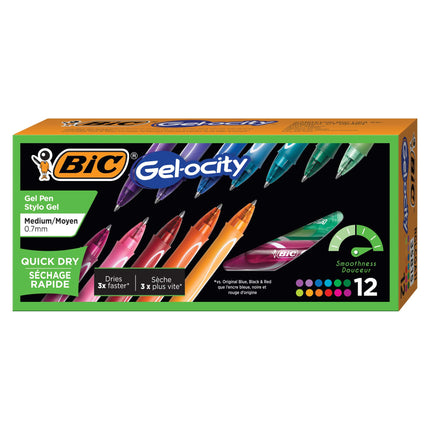 BIC Gel-Ocity Quick Dry Gel Pens, Medium Point Ret
