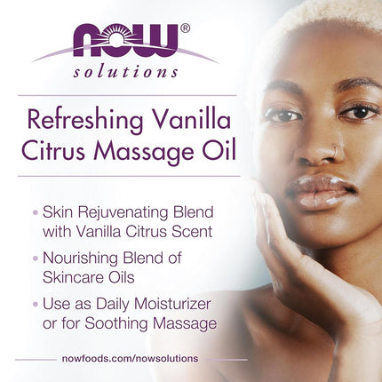 NOW Refreshing Massage Oil, Vanilla Citrus, 8-Ounce