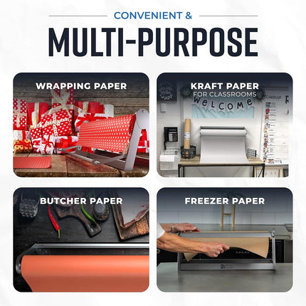 Dispenser and Cutter - 24" Roll Paper Dispenser - Butcher, Wrapping, Craft or Vinyl Paper Holder - Wall Mountable