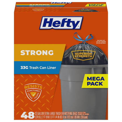 Hefty Cinch Sak Tall Kitchen Trash Can Liner Bags, 48 Count, Trash Can Liner (33 Gallon), 48 Count