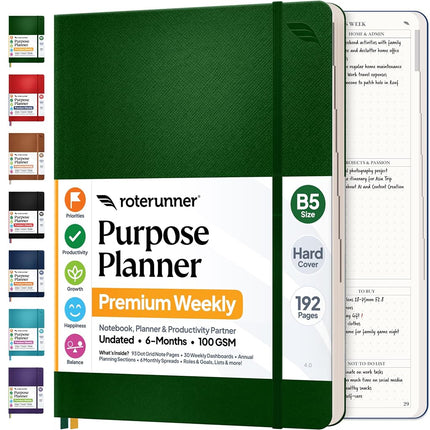 Purpose Planner Notebook B5 7.5”x9.8” Undated Dail