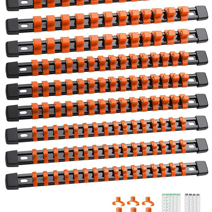 ALOANES 9 PC ABS Socket Organizer, 1/2 inch, 3/8 i