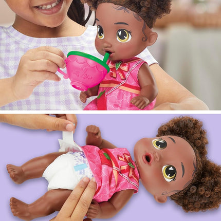 Baby Alive Bubbly Tea Party Berry Boo Doll with Teapot Accessories, Black Hair, 11 Inch Toy for 3 Year Old Girls and Boys & Up