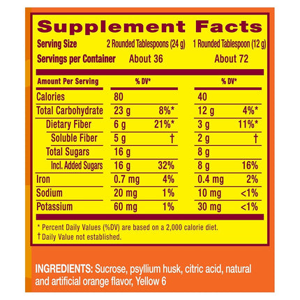 Metamucil Smooth Texture Orange Flavor Powder - 72 Doses