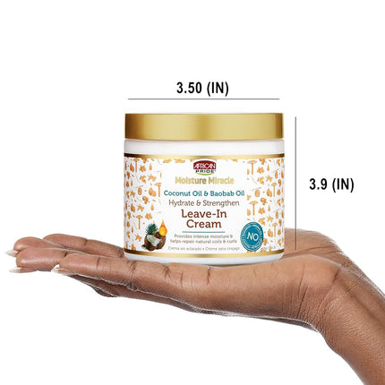 African Pride Moisture Miracle Coconut and Baobab Oil Leave-In Cream, 15 oz