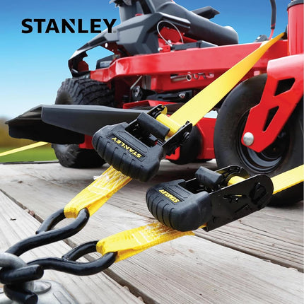 STANLEY S1020 1.25" x 16' Pre-Threaded Ratchet Straps - 1,000 LBS Safe Working Load / 3,000 LBS Break Strength, 2 Pack