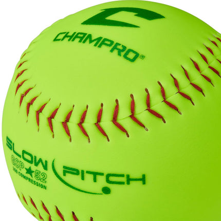 Champro ASA 12" Slow Pitch Softballs with Durahide Cover .52 COR, 12 Pack