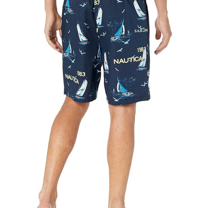 Nautica Men's Soft Woven 100% Cotton Elastic Waistband Sleep Pajama Shorts - Blue - Medium