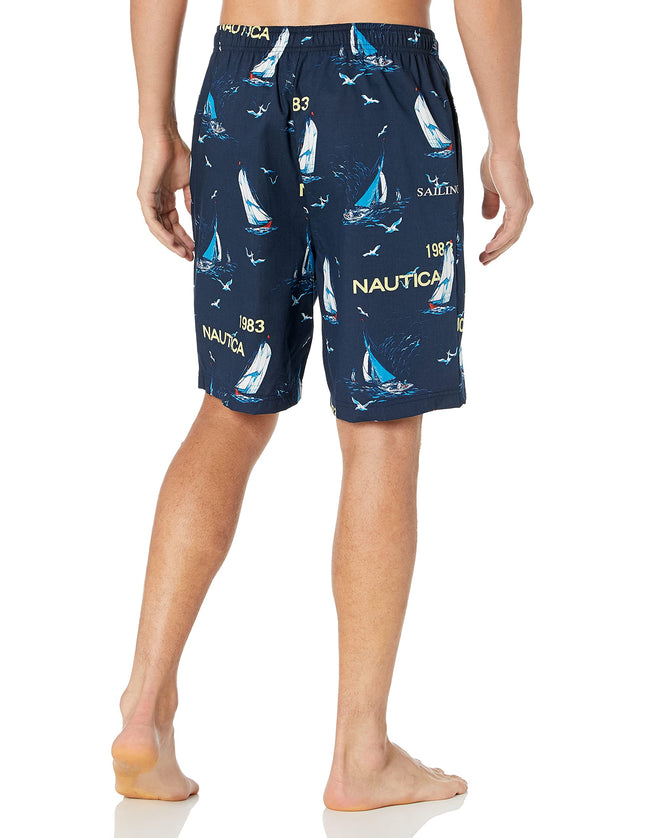 Nautica Men's Soft Woven 100% Cotton Elastic Waistband Sleep Pajama Shorts - Blue - Large