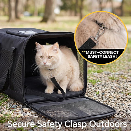 Conlun Dog Carrier Soft Sided, Large Cat Carrier with Inner Safety Leash, Pet Transport Carrier for Large Cats and Medium Dogs up to 20 Lbs, Collapsible Travel Puppy Carrier Bag -Green L