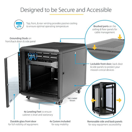 StarTech.com 4-Post 15U Server Rack Cabinet, 19" Data Rack Cabinet for IT / Network Equipment, with Adjustable Mounting Rails