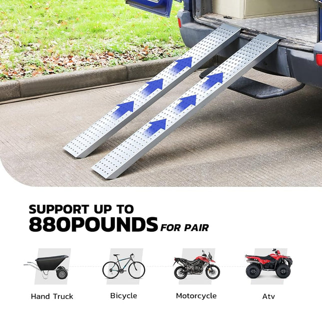 DNA MOTORING A3 Steel Versatile Loading Ramp for Hand Truck, Bicycle, Motorcycle, ATV & More, 880 pounds Each Pair Capacity, TOOLS-00466