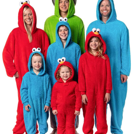 Sesame Street Unisex Costume Union Suit One Piece Pajama Outfit, Adult Cookie Monster, XX-Large-3X-Large