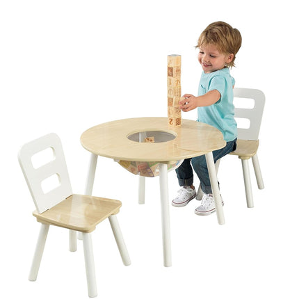 KidKraft Round Wooden Storage Table with 2 Chairs,