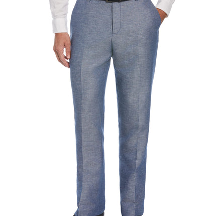 Perry Ellis Men's Modern Fit Linen Blend Pant, Blu