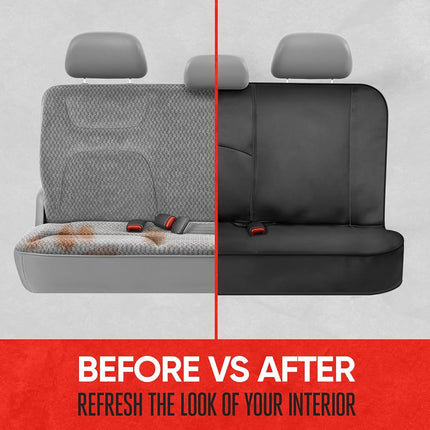 Motor Trend M268 SpillGuard Waterproof Rear Bench Car Seat Cover, Gray Stitching Split Bench Rear Seat Protector with Neoprene Padding, Back Seat Cover for Kids & Dogs, Car Interior Covers