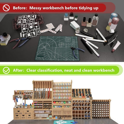 Bucasso Paint Rack Suitable for Tamiya/Vallejo/MR HOBBY,Organizer for 30/49/72 Bottles of Paints,Model Tools Storage,MDF Material (72 Holes VALLEJO Paints)