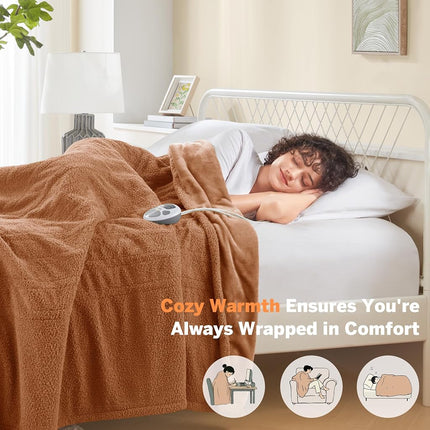 Manta térmica Serta, manta eléctrica de tamaño king, manta calefactora suave, cálida y afelpada king para oficina, sofá, temporizador de apagado automático de 1 a 12 horas, 10 niveles de ajuste de calor, con certificación ETL, King 100" x 90" óxido