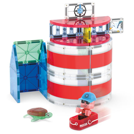 Magna-Tiles Lighthouse Rescue 26-Piece Magnetic Construction Set, The Original Magnetic Building Brand