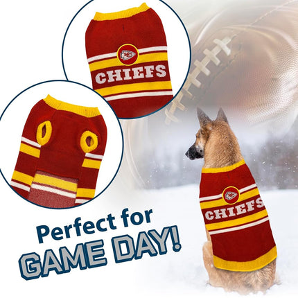Pets First NFL Kansas City Chiefs Dog Sweater, Size Extra Large. Warm and Cozy Knit Pet Sweater with NFL Team Logo, Best Puppy Sweater for Large and Small Dogs, Team Color (KCC-4179-XL)
