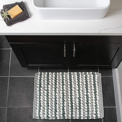 DII Ultra Soft Plush Spa Microfiber Shag Chenille Bath Mat Place in Front of Shower, Vanity, Bath Tub, Sink, and Toilet, 17 x 24 - Gray Stripe
