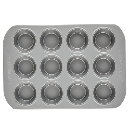 Farberware Nonstick Bakeware 12-Cup Muffin and Cu-Pieceake Pan, Gray