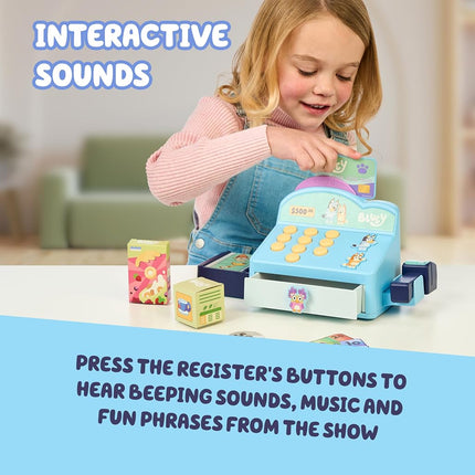 Bluey Cash Register Playset, Interactive Play Register with Scanner