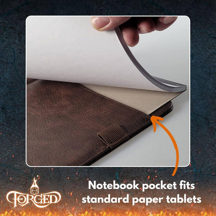 Forged Dice Co. Game-Folio PU Leather Portfolio Binder - Gaming Binder for DND Character Sheets with DND Spell Cards Organizer and Clear Front Pocket - Compatible with Dungeons and Dragons RPG - Red