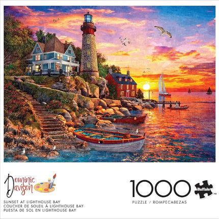 Buffalo Games - Dominic Davison - Atardecer en Lighthouse Bay - Rompecabezas de 1000 piezas para adultos - Rompecabezas desafiante, perfecto para noches de juegos - El tamaño final es de 26,75 x 19,75
