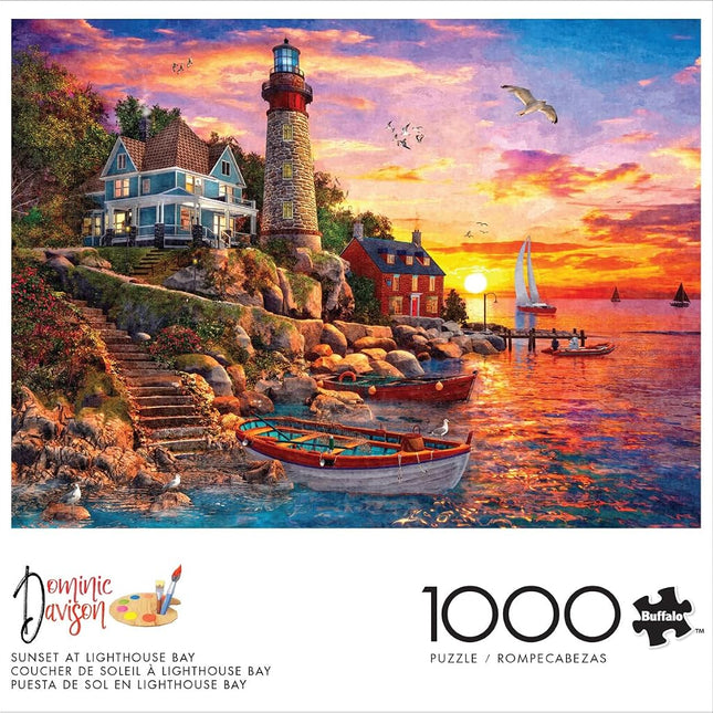 Buffalo Games - Dominic Davison - Sunset at Lighthouse Bay - 1000 Piece Jigsaw Puzzle for Adults -Challenging Puzzle Perfect for Game Nights - Finished Size is 26.75 x 19.75
