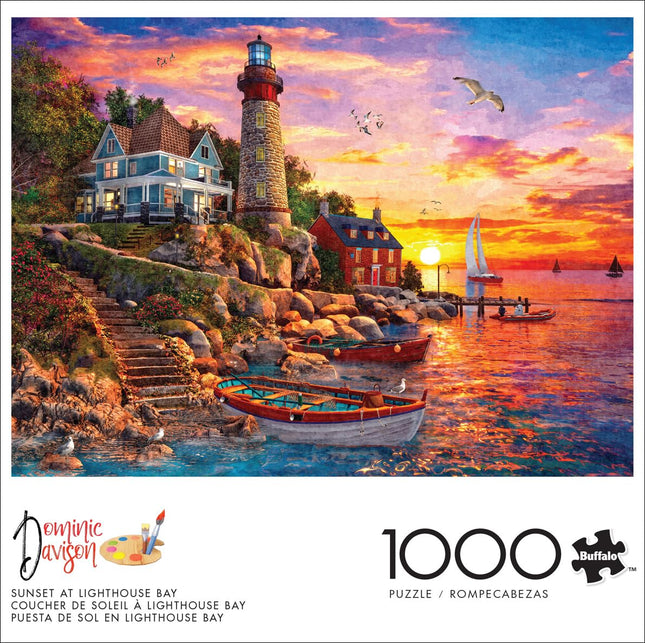 Buffalo Games - Dominic Davison - Sunset at Lighthouse Bay - 1000 Piece Jigsaw Puzzle for Adults -Challenging Puzzle Perfect for Game Nights - Finished Size is 26.75 x 19.75