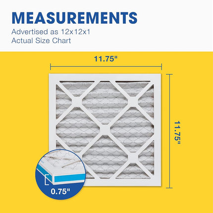 Aerostar 12x12x1 MERV 8 Pleated Air Filter, Pleated (Pack of 4)