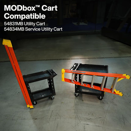 Klein Tools 54805MB MODBox Utility Cart Ladder Holder, Storage Hooks, Holds Ladder Vertically or Horizontally on MODBox Utility Carts