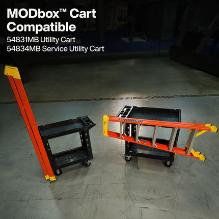 Klein Tools 54805MB MODBox Utility Cart Ladder Holder, Storage Hooks, Holds Ladder Vertically or Horizontally on MODBox Utility Carts