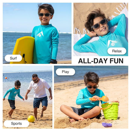Kanu Surf Boys' Platinum Rashguard, Aqua, 12