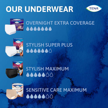 TENA Overnight Underwear, Medium, 16 Count