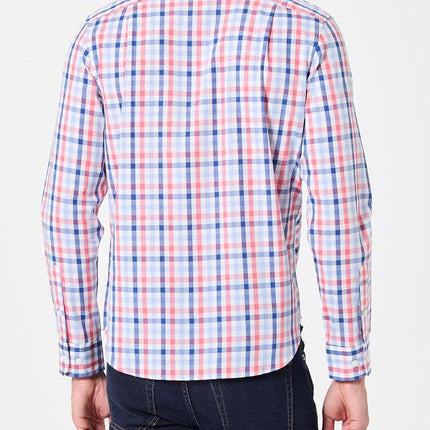 Nautica Men's Wrinkle Resistant Long Sleeve Button Front Shirt, Dreamy Coral, Medium