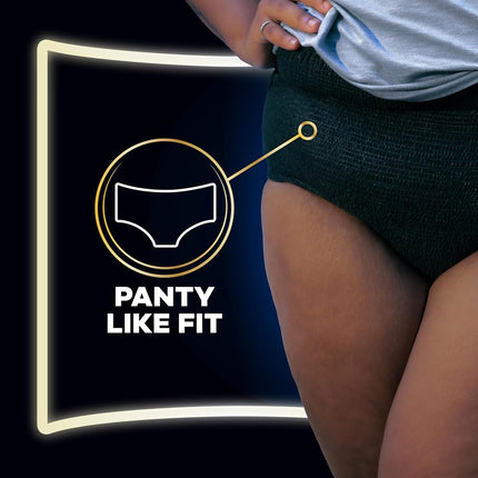 Always ZZZs Overnight Disposable Period Underwear for Women, Size L, Black Period Panties, Leakproof, 7 Count, Pack of 2 (14 Count Total)