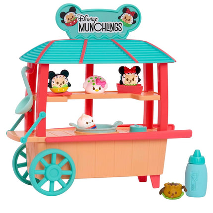Just Play Disney Munchlings Chariot à boulettes, Ensemble de jeu de 11 figurines à changement de couleur, Figurines parfumées à collectionner de 2,5 cm, Jouets pour enfants de 3 ans et plus, Exclusivité Amazon