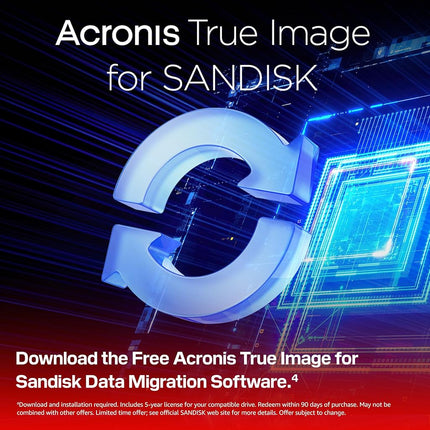 WD Blue SN5100 NVMe SSD 4TB (Up to 6,900 MB/s read speeds, M.2 2280, PCIe Gen 4.0, nCache 4.0, SANDISK 3D CBA NAND technology, Acronis True Image data migration software) POWERED BY SANDISK