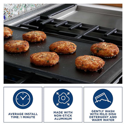 GE Appliances WB31X49806 Cast Iron Griddle, PFAS-Free, Pre-Seasoned, Heavy-Duty Nonstick, Fits Center Oval Burner on Select GE Appliances Gas Ranges, Even Heat, Easy Cleanup