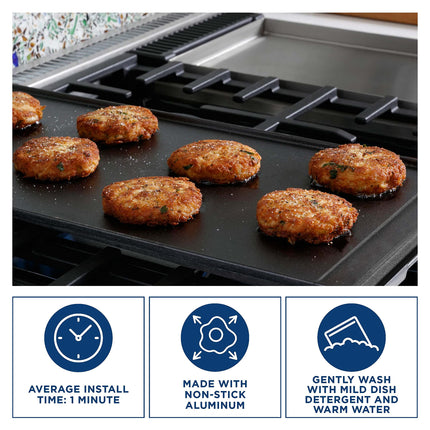 GE Appliances WB31X49806 Cast Iron Griddle, PFAS-Free, Pre-Seasoned, Heavy-Duty Nonstick, Fits Center Oval Burner on Select GE Appliances Gas Ranges, Even Heat, Easy Cleanup