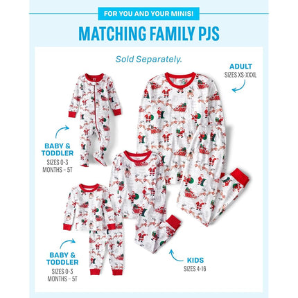 The Children's Place Unisex Kid's Family Matching, Festive Christmas Pajama Sets, Cotton Sleepers for Babies and Toddlers, Santa Sleds, 1 Year