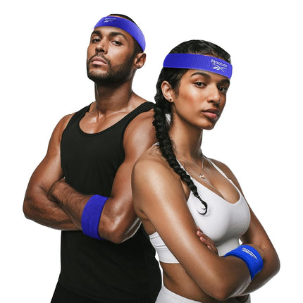 Set de 3 piezas de bandas atléticas unisex – Diadema de entrenamiento de 2.25 pulgadas y muñequeras de 3.25 pulgadas con tecnología Stay Dry, tela de rizo que absorbe la humedad | Accesorios de fitness de calidad para una comodidad activa - Reebok